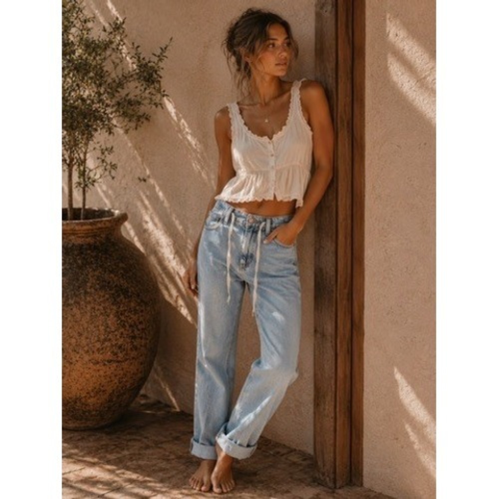 Parke x Target High Rise Straight Leg Jeans Blue Baggy Cotton Size 2  Boho NWT
